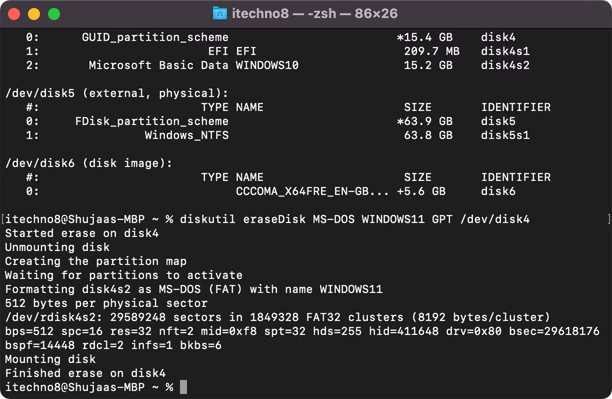 Format Disk using Terminal